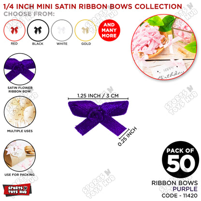 1/4-Inch Satin Ribbon Bows – For Gift Wrapping & Decor - Pack of 50