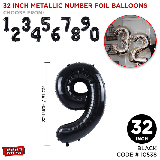 32 Inch Black Number Foil Balloon