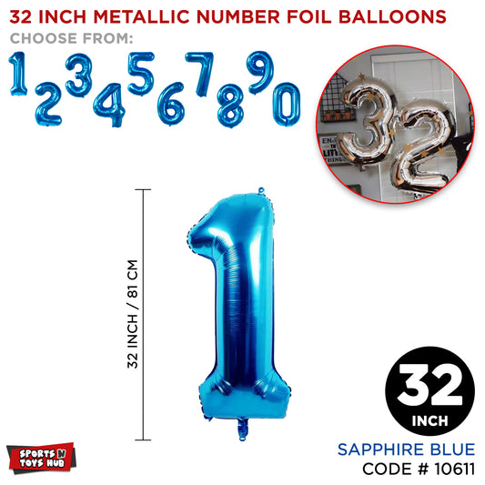 32 Inch Blue Number Foil Balloon Collection