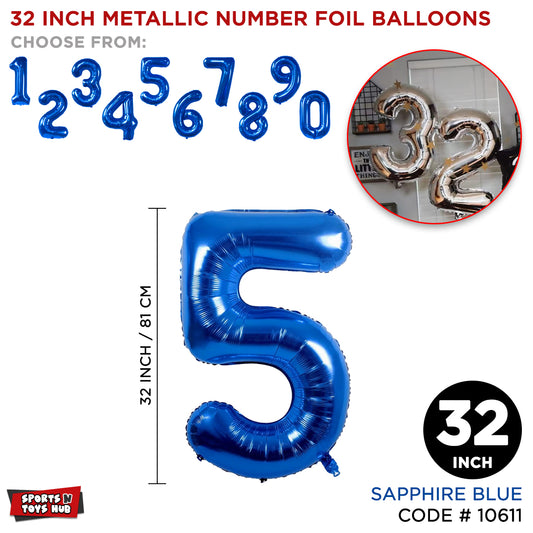 32 Inch Blue Number Foil Balloon Collection