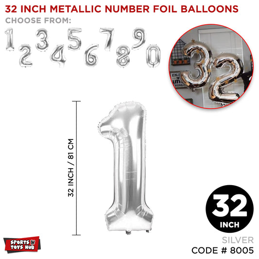 32 Inch Silver Number Foil Balloon