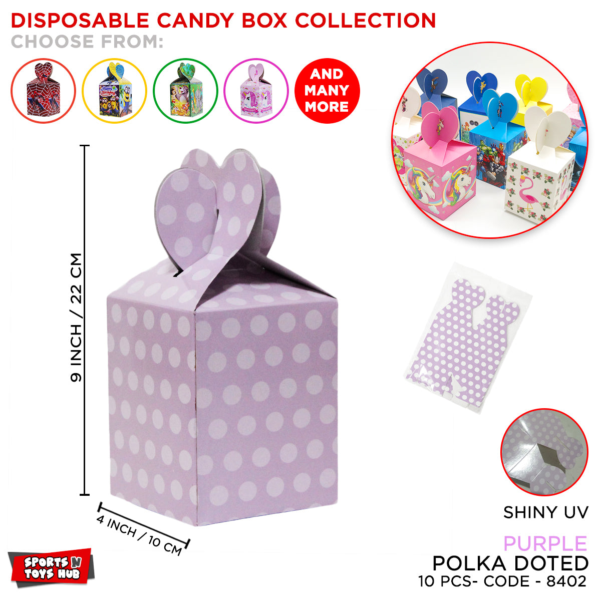 Disposable Shiny UV Polka Dot Goodies Box Collection