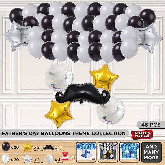 Moustache Foil Balloon Set Garland Theme -  Pack Of 48