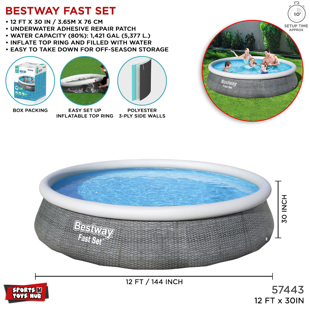 Bestway Fast Set Pools with Filter -  57443