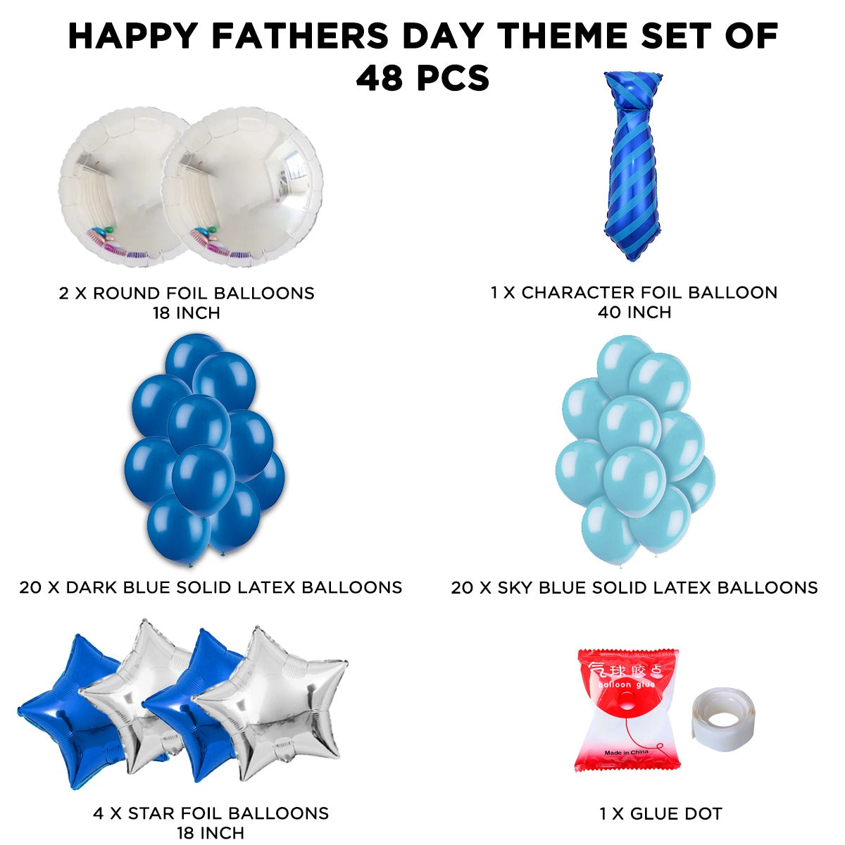 Tie Foil Balloon Set Garland Theme -  Pack Of 48