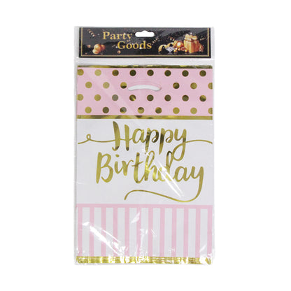 Printed Happy Birthday Polka Dot Style Goodies Gift Bags - 10 Pcs