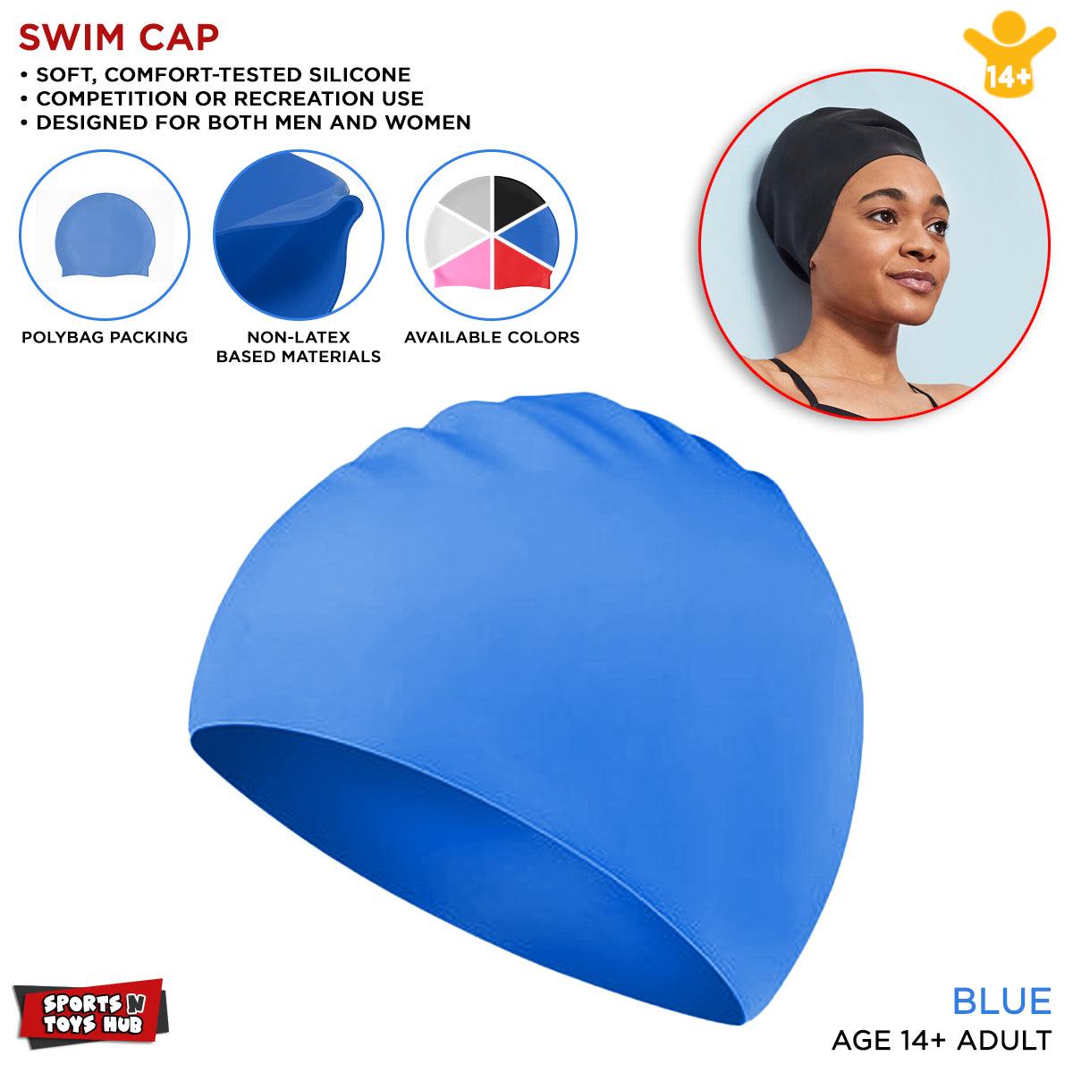 Swimming Silicone Cap Free Size For Adults and Kids Swimmers