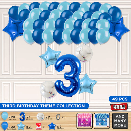 Third Birthday Foil Balloon Theme Without Curtain