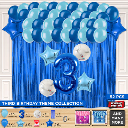 Third Birthday Foil Balloon Theme With Curtain