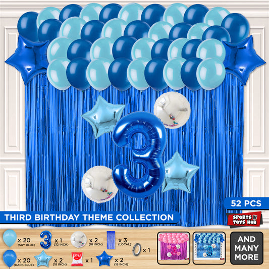 Third Birthday Foil Balloon Theme With Curtain