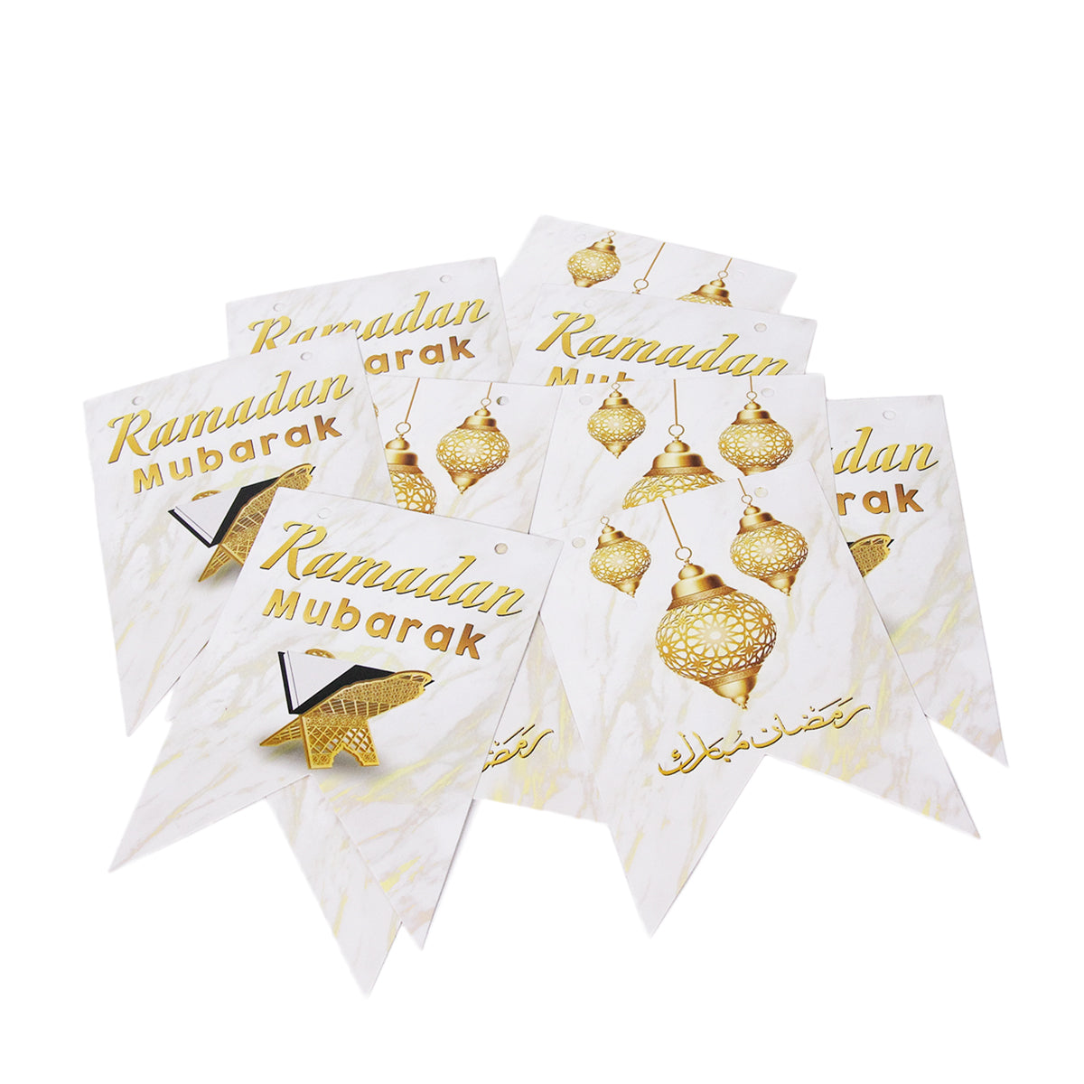 Ramadan Muabarak White & Gold Card Banner