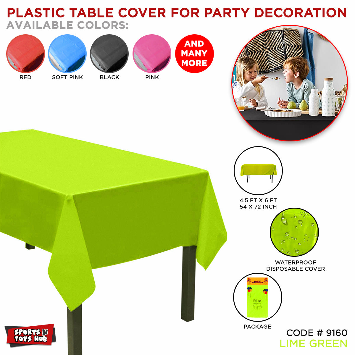 Green Color Plastic Table Cover Collection