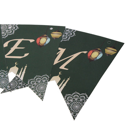 Ramadan Kareem Dark Green Card Banner