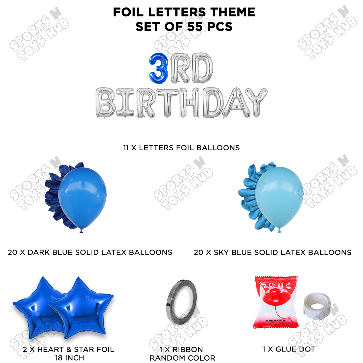 3rD Birthday Foil Letter Theme Without Curtain