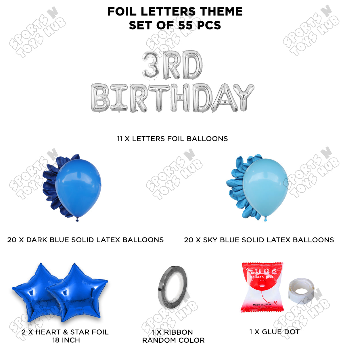 3rD Birthday Foil Letter Theme Without Curtain