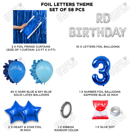 3RD Birthday Foil Letter Theme With Curtain