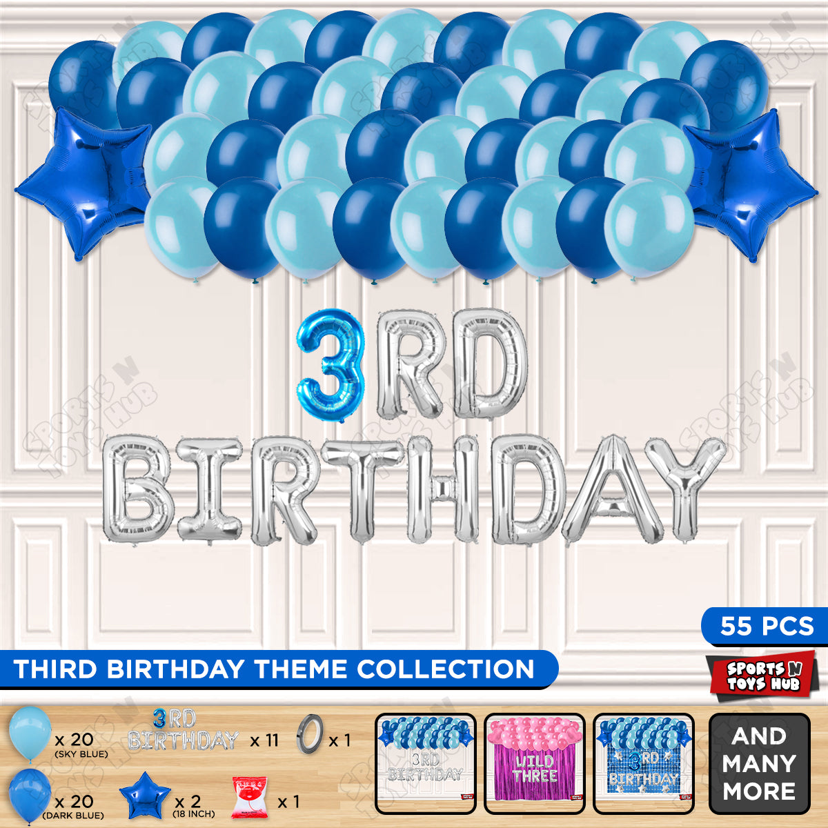3rD Birthday Foil Letter Theme Without Curtain