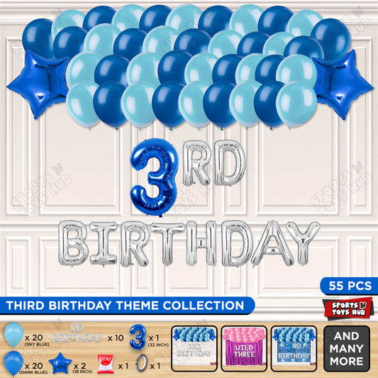 3RD Birthday Foil Letter Theme Without Curtain