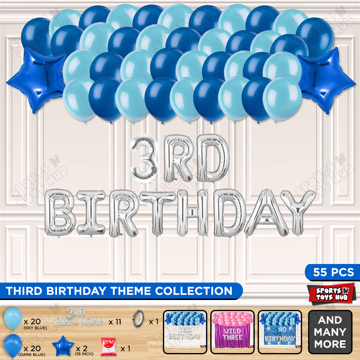 3rD Birthday Foil Letter Theme Without Curtain