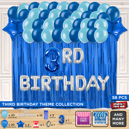 3RD Birthday Foil Letter Theme With Curtain