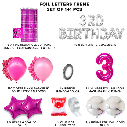 3rD Birthday Foil Letter Arch Theme