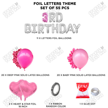 3rD Birthday Foil Letter Theme Without Curtain