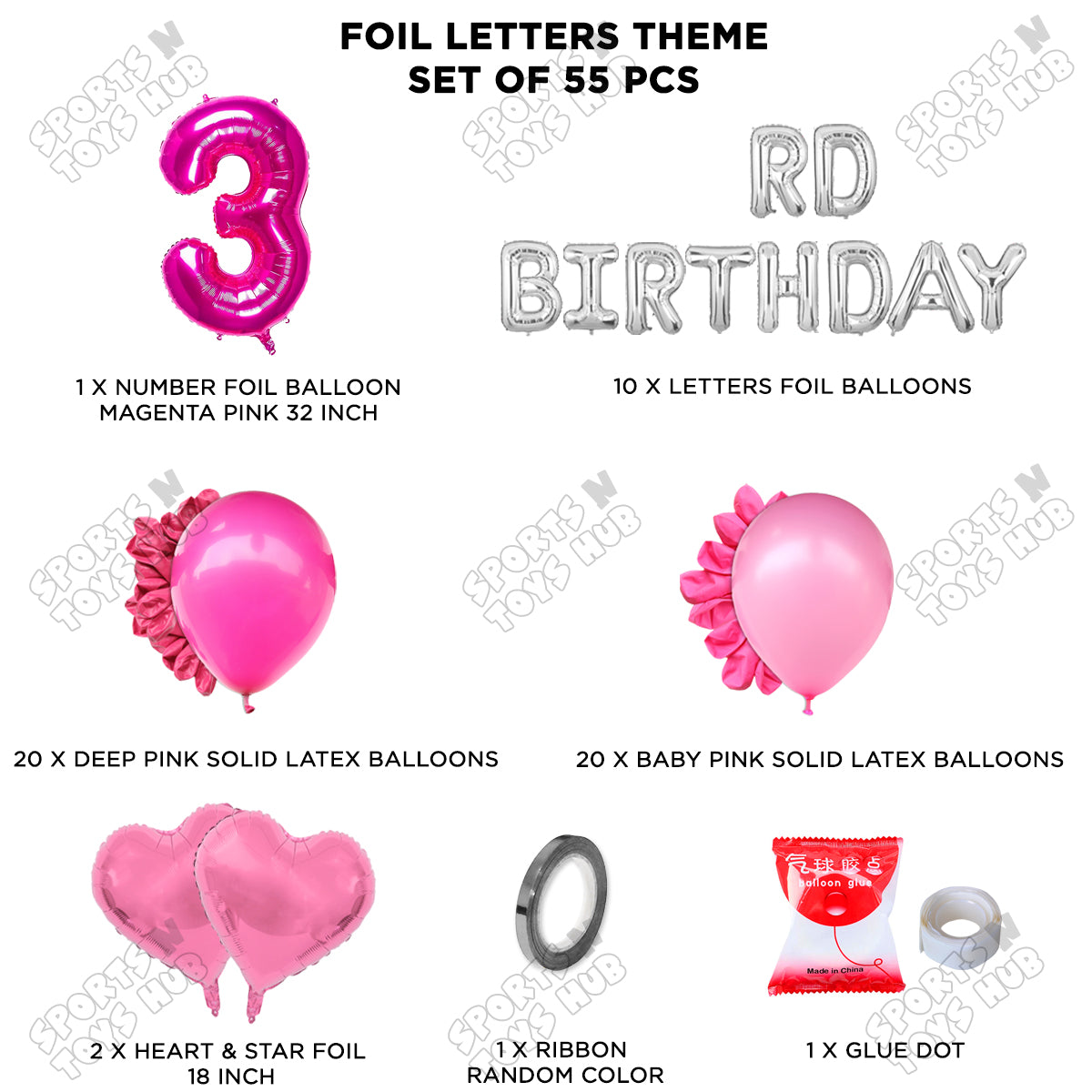 3RD Birthday Foil Letter Theme Without Curtain