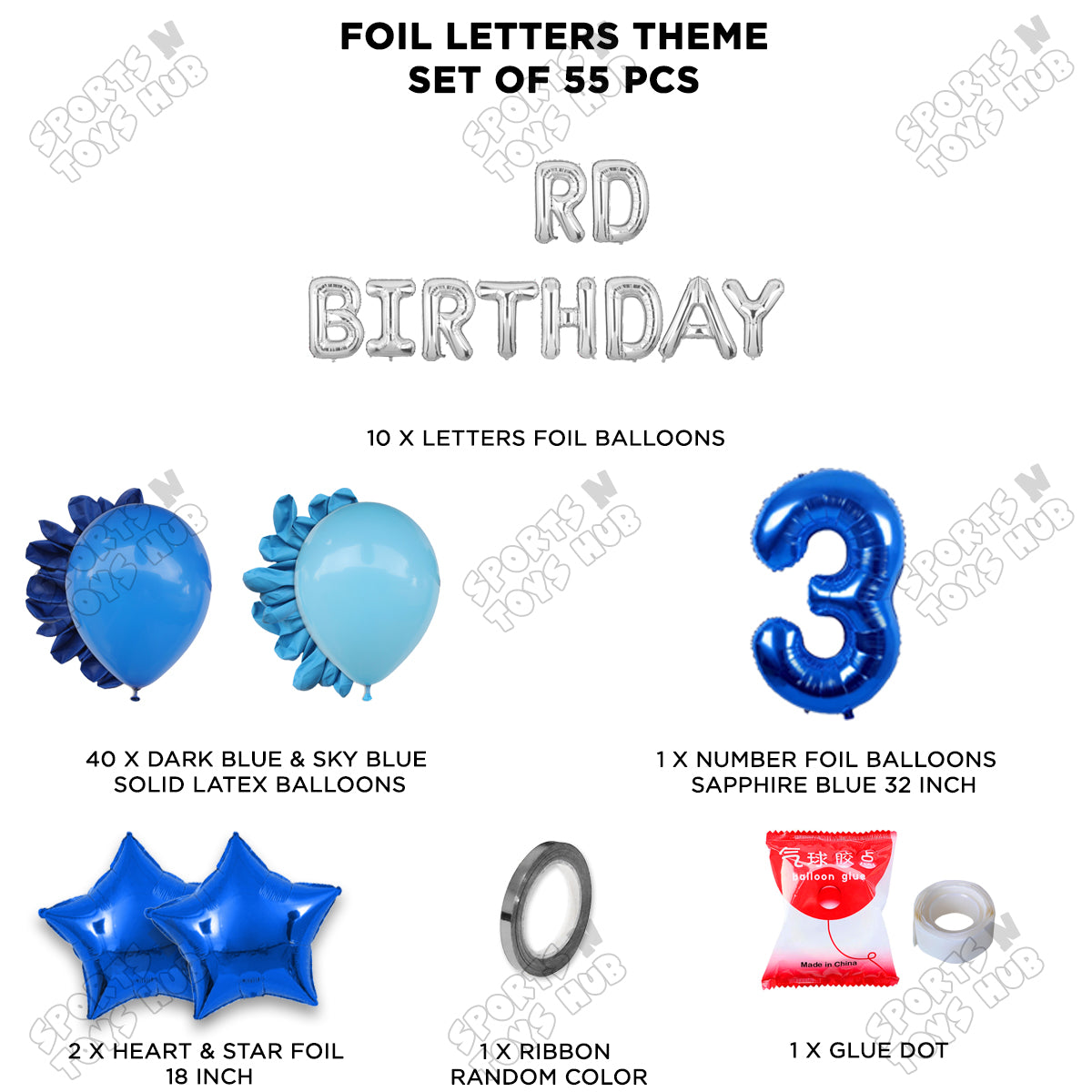 3RD Birthday Foil Letter Theme Without Curtain