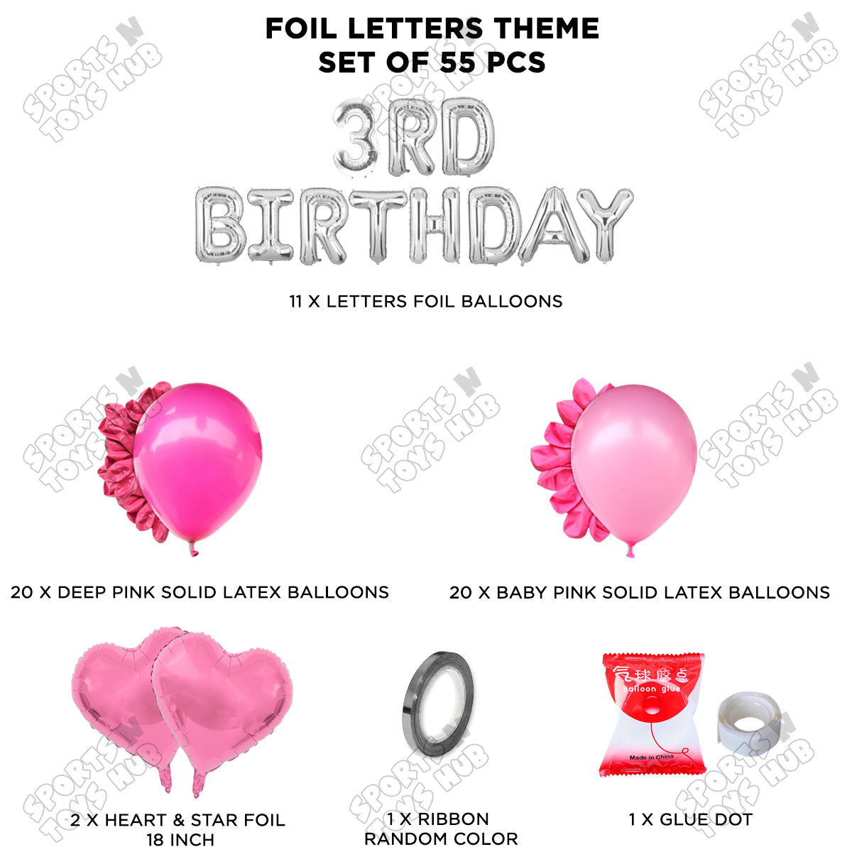 3rD Birthday Foil Letter Theme Without Curtain