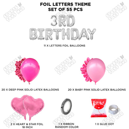 3rD Birthday Foil Letter Theme Without Curtain