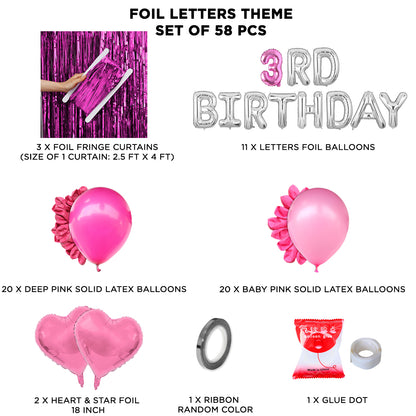 3rD Birthday Foil Letter Theme With Curtain