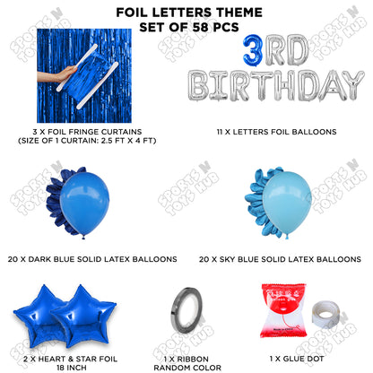 3rD Birthday Foil Letter Theme With Curtain