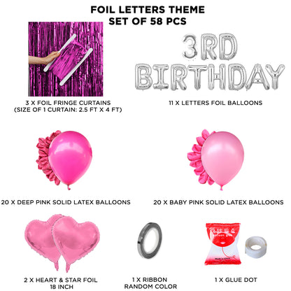 3rD Birthday Foil Letter Theme With Curtain