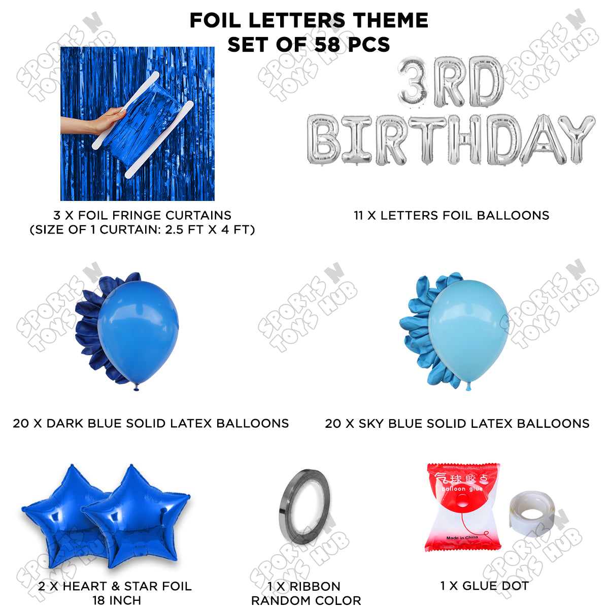 3rD Birthday Foil Letter Theme With Curtain