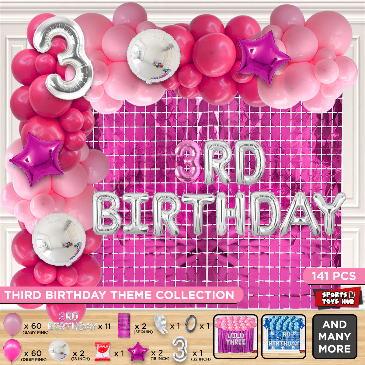3rD Birthday Foil Letter Arch Theme