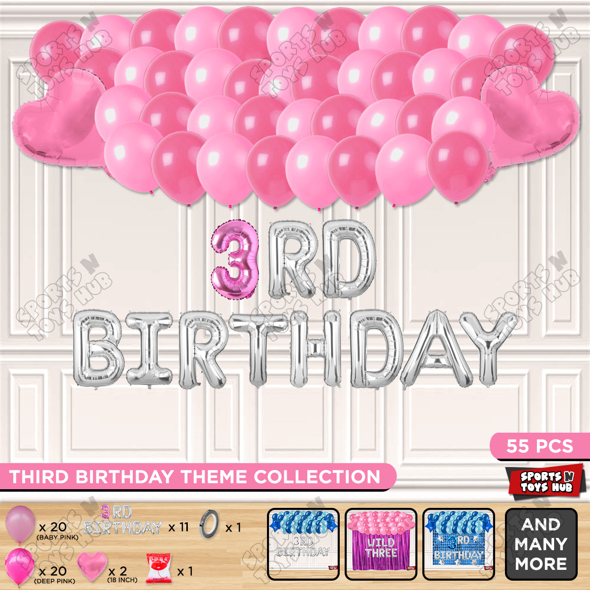 3rD Birthday Foil Letter Theme Without Curtain