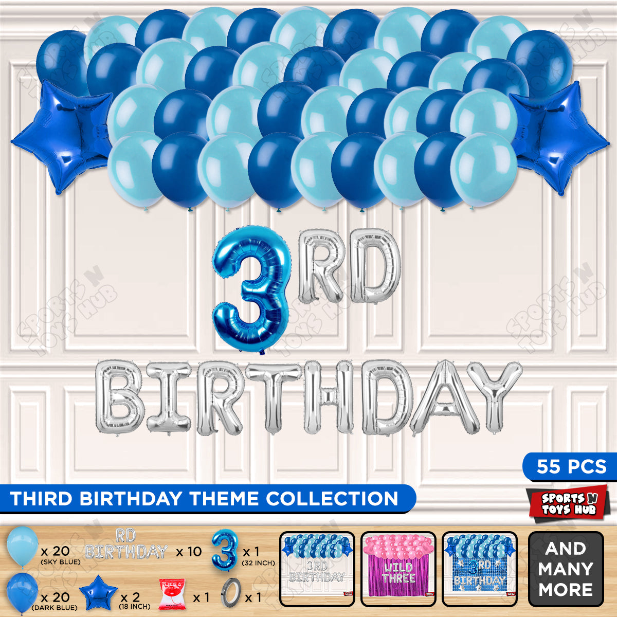 3RD Birthday Foil Letter Theme Without Curtain