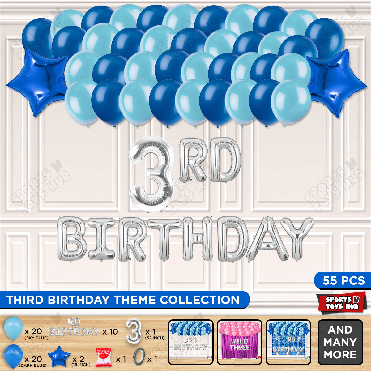 3RD Birthday Foil Letter Theme Without Curtain