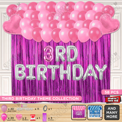 3rD Birthday Foil Letter Theme With Curtain