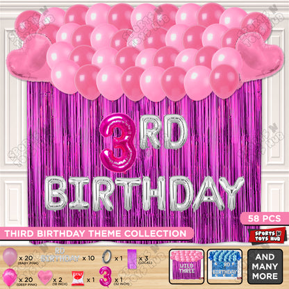 3RD Birthday Foil Letter Theme With Curtain