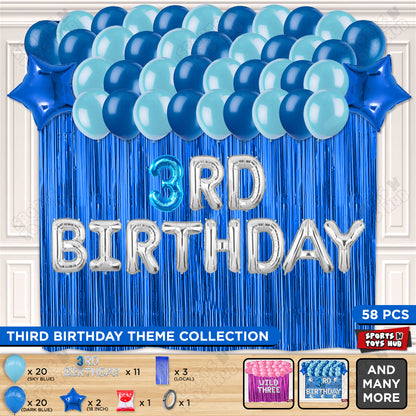 3rD Birthday Foil Letter Theme With Curtain