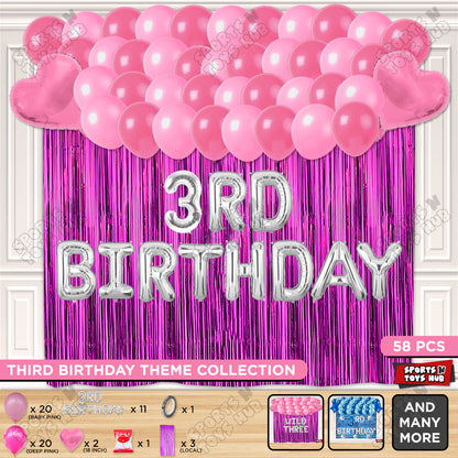 3rD Birthday Foil Letter Theme With Curtain
