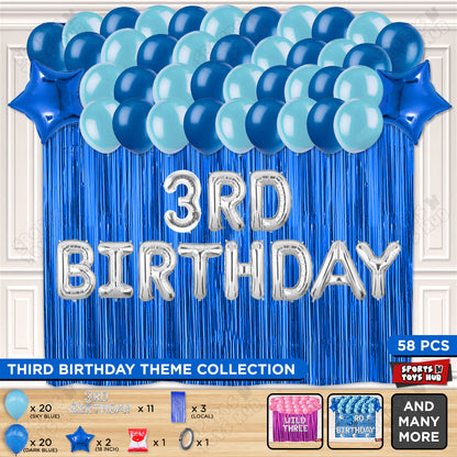 3rD Birthday Foil Letter Theme With Curtain