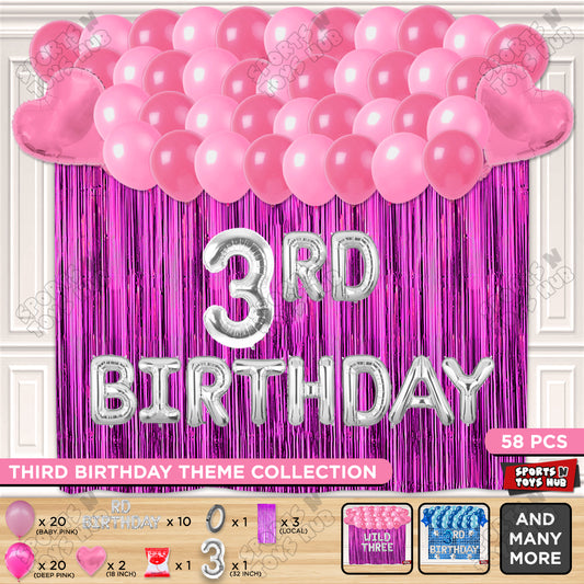 3RD Birthday Foil Letter Theme With Curtain