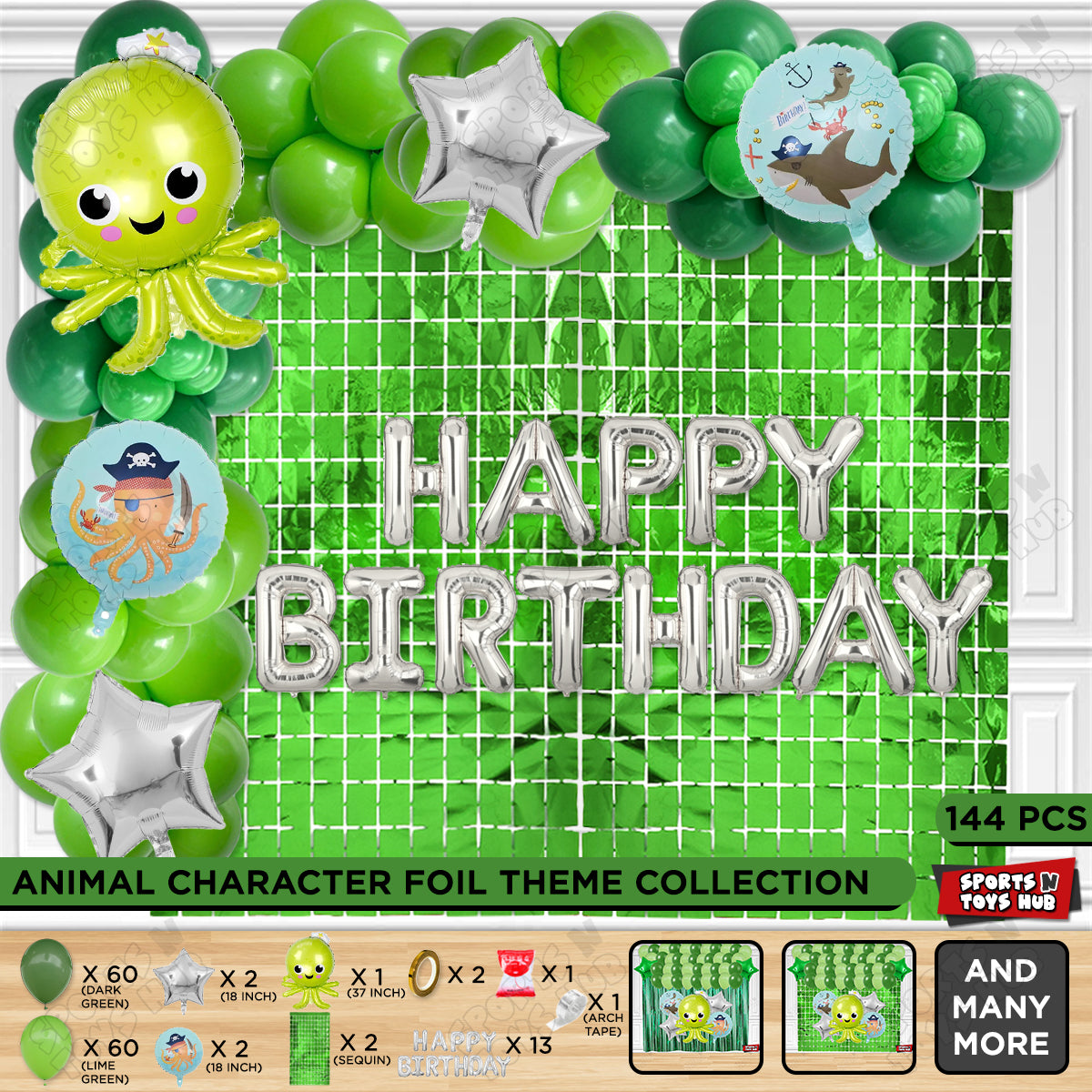 Octopus Foil Balloon Set With Foil Letter Balloon Arch Theme