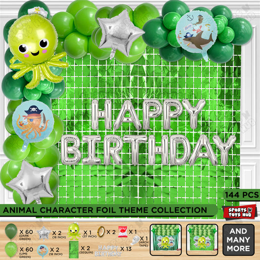 Octopus Foil Balloon Set With Foil Letter Balloon Arch Theme