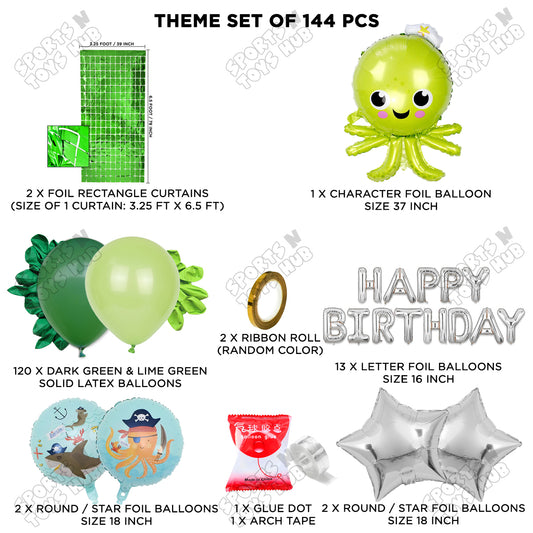 Octopus Foil Balloon Set With Foil Letter Balloon Arch Theme