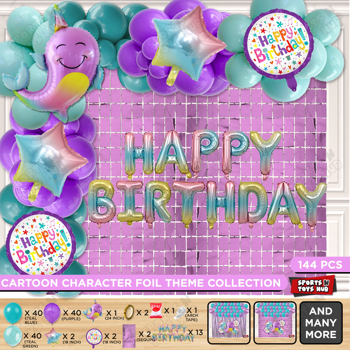 Nar Whale Foil Letter Balloon Arch Theme