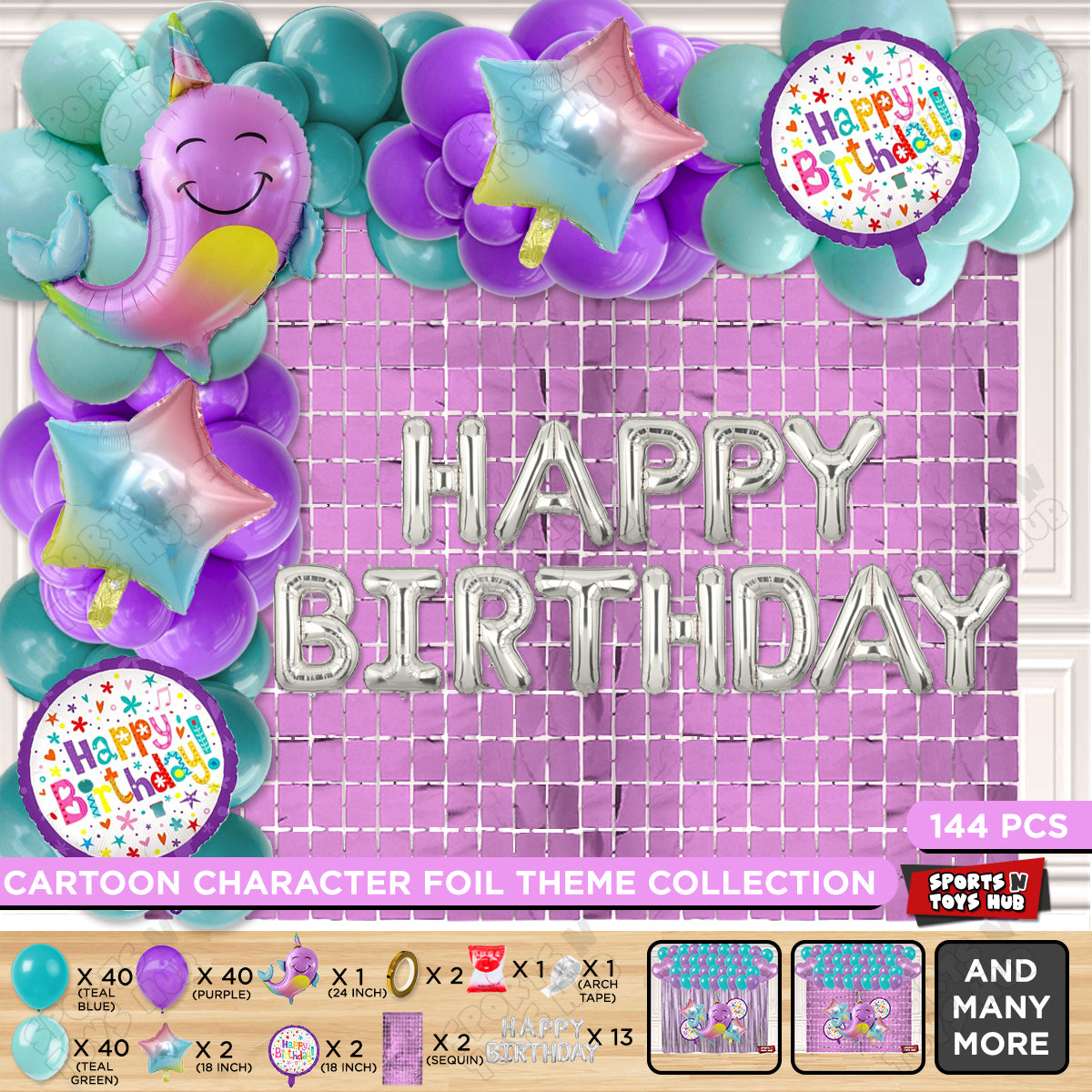 Nar Whale Foil Letter Balloon Arch Theme