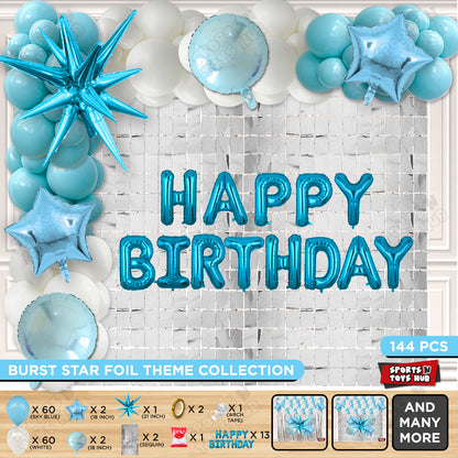 Brust Star Blue Color Foil Balloon Set With Happy Birthday Foil Letter Balloon Arch Theme